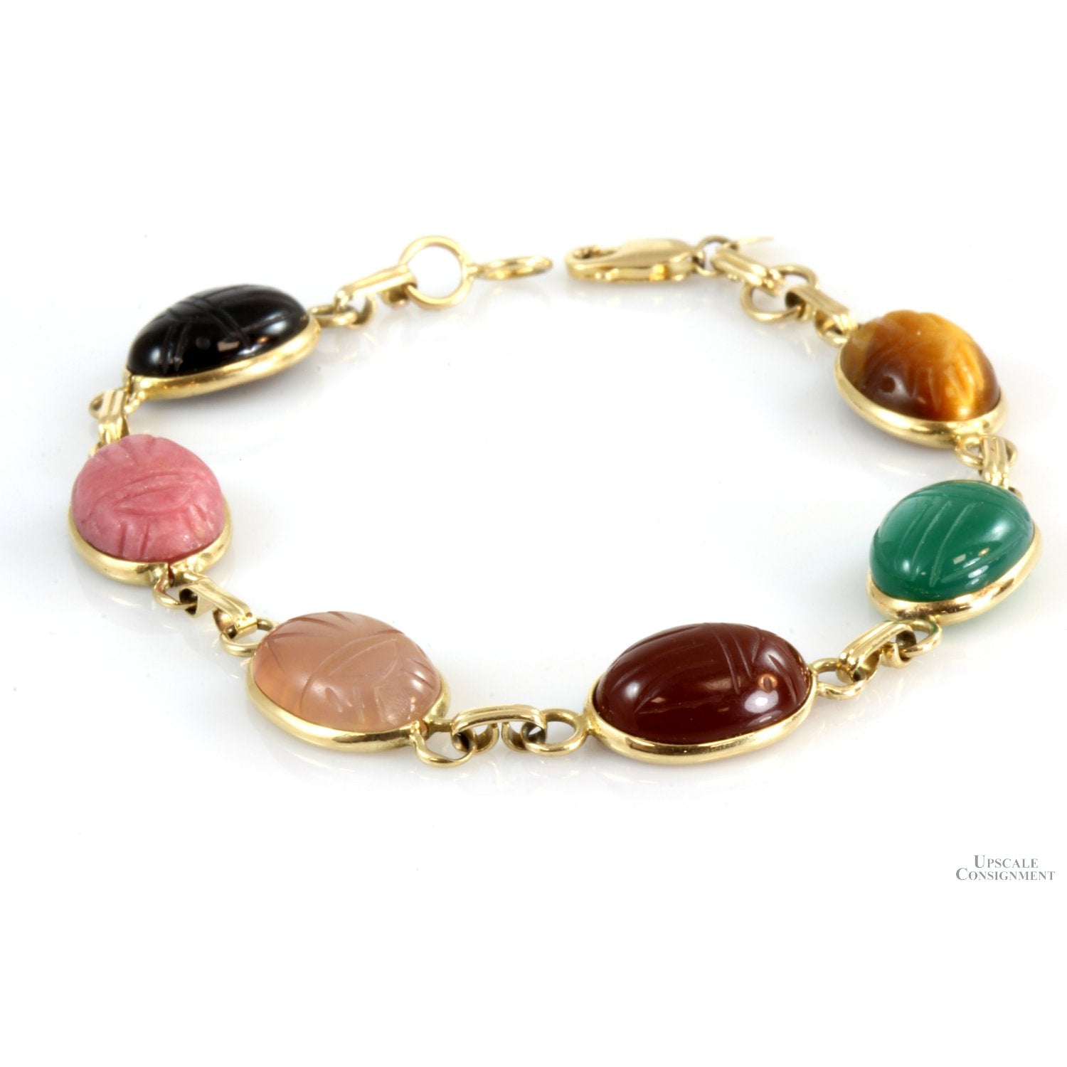 Buy Colorful Carved Scarab Vintage Bracelet 14K Gold Online | Arnold  Jewelers